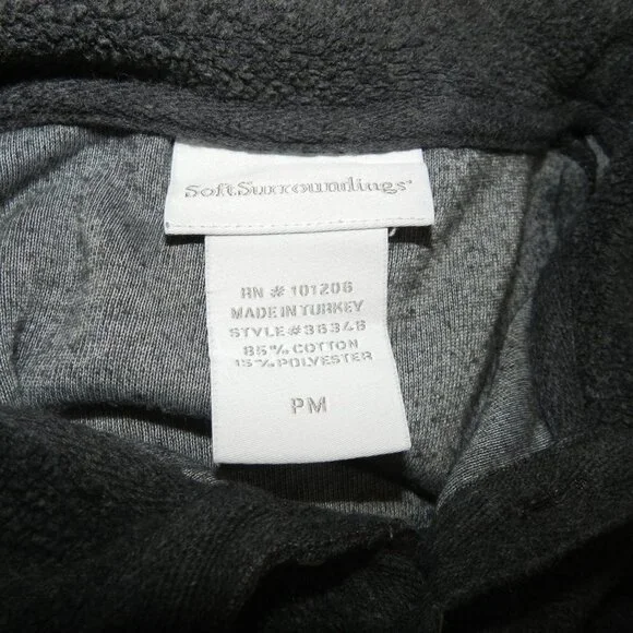 Soft Surroundings Womens Dark Grey Mid Button Fleece Pullover Sweater Size PM - Picture 8 of 8
